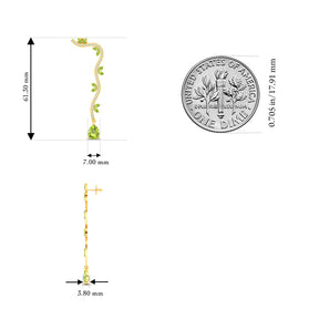 Maurya Bamboo Peridot Drop Earrings with Diamonds