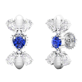 Maurya Honey Bee Push Back Earrings with Topaz and Diamonds