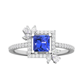 Maurya Solitaire Ruby Rose Garden Engagement Ring with Diamond Halo