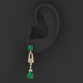 Maurya Blue Topaz Pendulum Drop Earrings with Diamonds