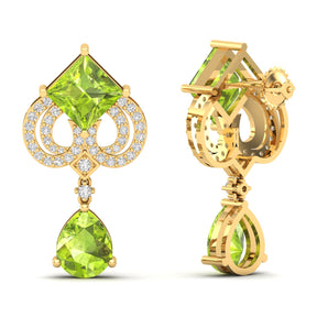 Maurya Blue Sapphire High Symbol Drop Earrings with Diamonds