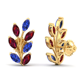 Maurya Frozen Life Tanzanite Push Back Earrings with Topaz