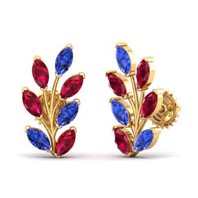 Maurya Frozen Life Tanzanite Push Back Earrings with Topaz