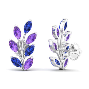 Maurya Frozen Life Tanzanite Push Back Earrings with Topaz