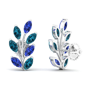 Maurya Frozen Life Tanzanite Push Back Earrings with Topaz