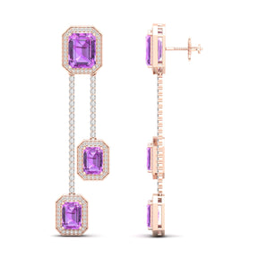 Maurya Dives Emerald Dangle Earrings with Diamonds