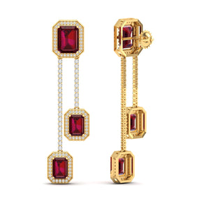 Maurya Dives Emerald Dangle Earrings with Diamonds