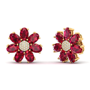 Maurya Fleur London Blue Topaz and Diamond Push Back Earrings