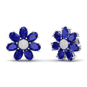 Maurya Fleur London Blue Topaz and Diamond Push Back Earrings
