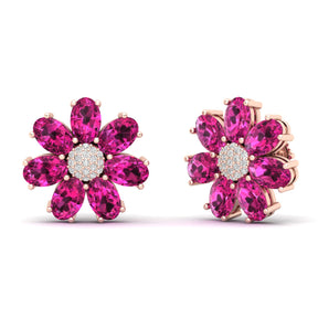 Maurya Fleur London Blue Topaz and Diamond Push Back Earrings