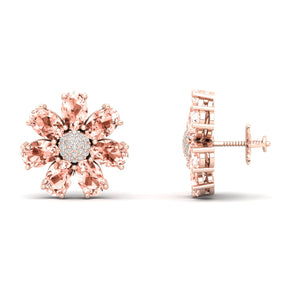 Maurya Fleur London Blue Topaz and Diamond Push Back Earrings