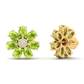 Maurya Fleur London Blue Topaz and Diamond Push Back Earrings