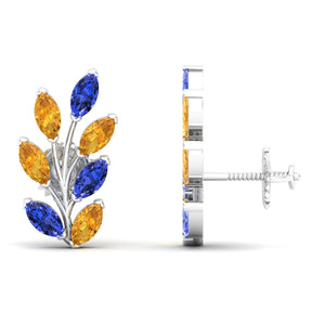 Maurya Frozen Life Tanzanite Push Back Earrings with Topaz
