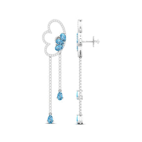 Maurya Papillon Drop Earrings with Peridot and Diamonds