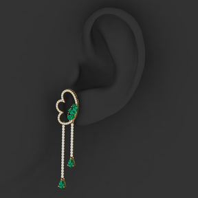 Maurya Papillon Drop Earrings with Peridot and Diamonds