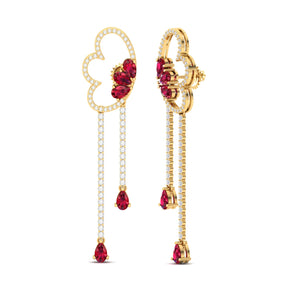 Maurya Papillon Drop Earrings with Peridot and Diamonds
