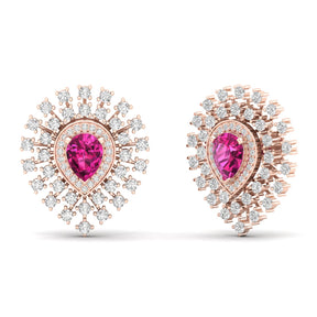 Maurya Boda Amethyst Push Back Earrings with Diamonds