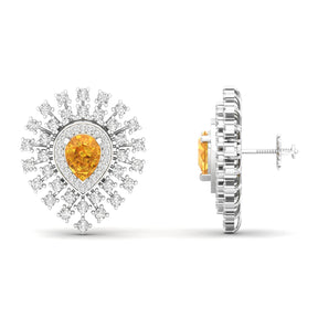 Maurya Boda Amethyst Push Back Earrings with Diamonds