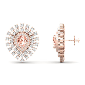 Maurya Boda Amethyst Push Back Earrings with Diamonds