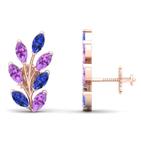 Maurya Frozen Life Tanzanite Push Back Earrings with Topaz