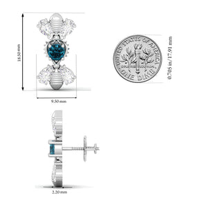 Maurya Honey Bee Push Back Earrings with Topaz and Diamonds