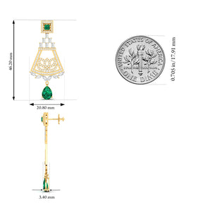 Maurya Trug Drop Earrings with Emeralds and Fancy Cut Diamonds