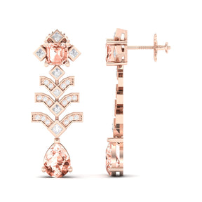 Maurya Blue Sapphire Elevation Drop Earrings with Diamonds