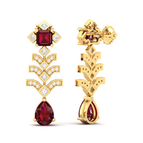 Maurya Blue Sapphire Elevation Drop Earrings with Diamonds