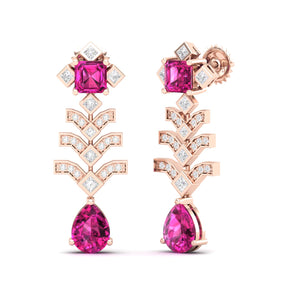 Maurya Blue Sapphire Elevation Drop Earrings with Diamonds