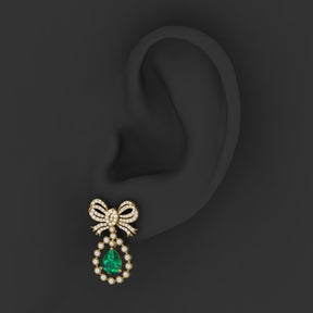 Maurya Spangle Emerald Drop Earrings with Diamonds