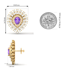 Maurya Boda Amethyst Push Back Earrings with Diamonds