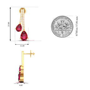 Maurya Hanging Berries Ruby Drop Earrings with Diamonds