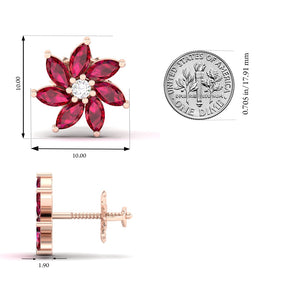 Maurya Frost Fire Ruby Stud Earrings with Diamond