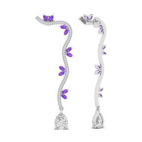 Maurya Bamboo Peridot Drop Earrings with Diamonds