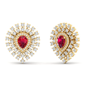 Maurya Boda Amethyst Push Back Earrings with Diamonds