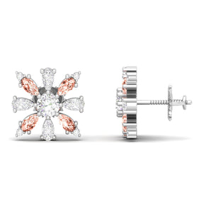 Maurya Floret Emerald and Fancy Diamond Stud Earrings