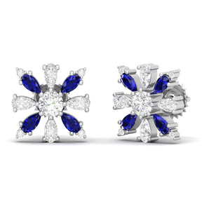 Maurya Floret Emerald and Fancy Diamond Stud Earrings