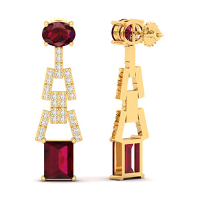 Maurya Tanzanite Art Effect Fashion Earrings with Diamonds