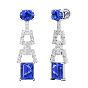Maurya Tanzanite Art Effect Fashion Earrings with Diamonds