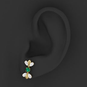 Maurya Honey Bee Push Back Earrings with Topaz and Diamonds