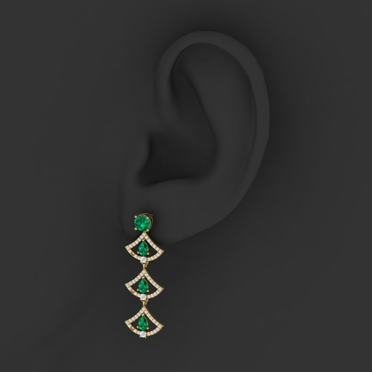 Maurya Graduating Ruby Horus Earrings with Diamonds