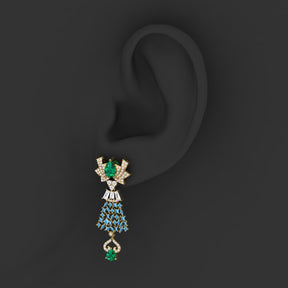 Maurya London Blue Topaz Hoist Drop Earrings with Diamonds