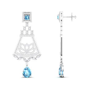 Maurya Trug Drop Earrings with Emeralds and Fancy Cut Diamonds