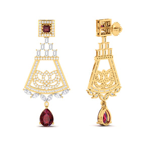 Maurya Trug Drop Earrings with Emeralds and Fancy Cut Diamonds