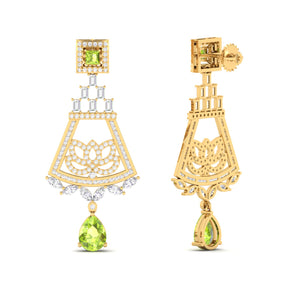 Maurya Trug Drop Earrings with Emeralds and Fancy Cut Diamonds