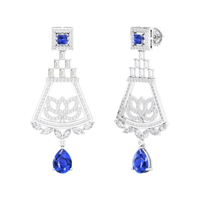 Maurya Trug Drop Earrings with Emeralds and Fancy Cut Diamonds