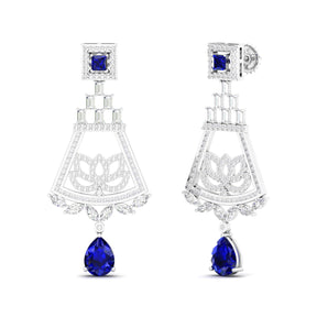 Maurya Trug Drop Earrings with Emeralds and Fancy Cut Diamonds