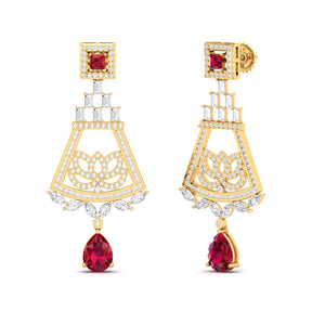 Maurya Trug Drop Earrings with Emeralds and Fancy Cut Diamonds