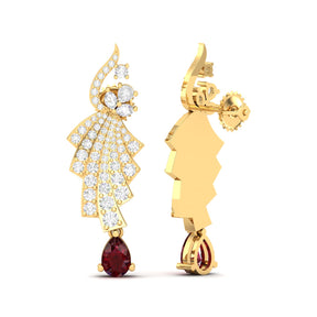 Maurya Leap Drop Earrings with Emerald and Diamonds