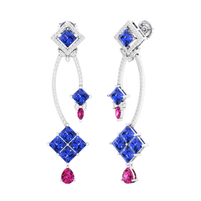 Maurya Palazzo Citrine Drop Earrings with Pink Amethyst and Diamonds